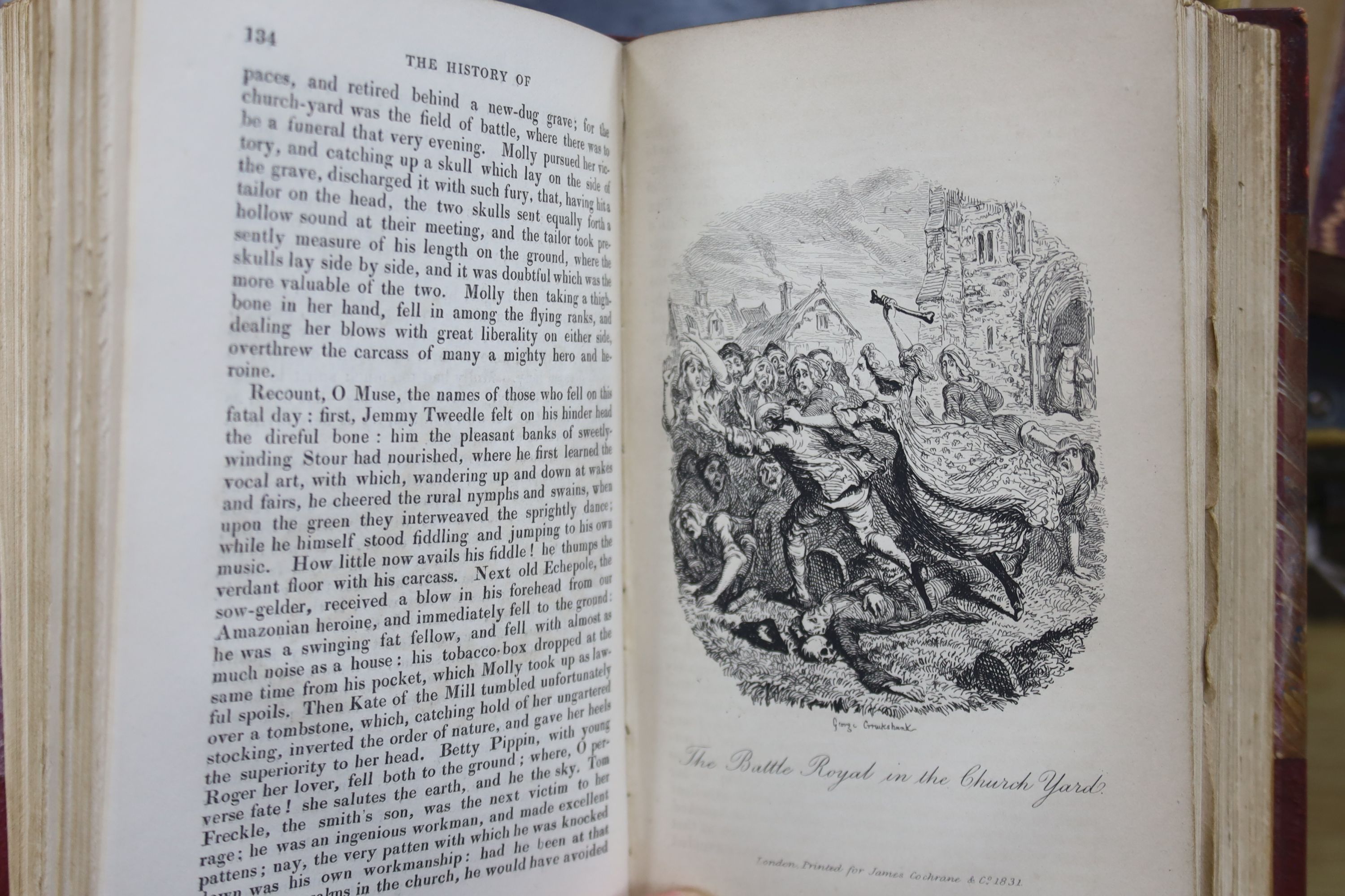 The Works of George Eliot, Cabinet Edition, Blackwood and Sons, 18 vols, gilt-tooled tan half calf and marbled boards, 8vo and a quantity of leather-bound and other literary works